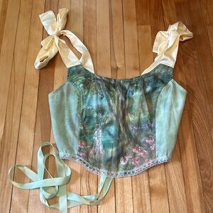 Romantic Painting Print Corset Top